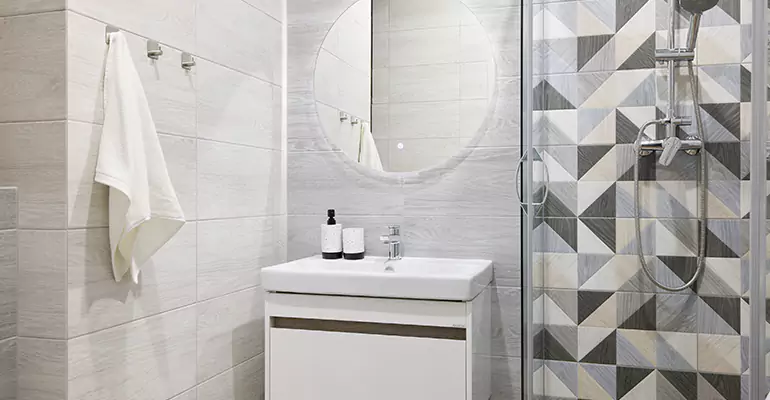 Modern Small Bathroom Walk-In Shower Remodel in Albuquerque